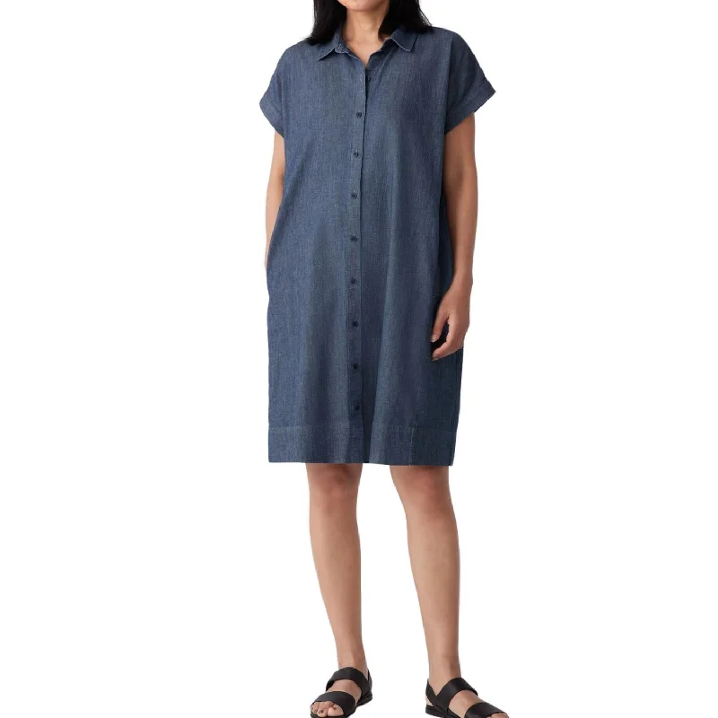 Enjoy Discount Cap Sleeve Shirt Dress In Denim