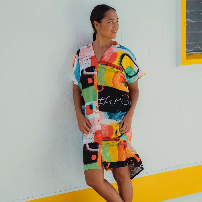 Bid Farewell To The Old Season Shirt Dress - Color Block