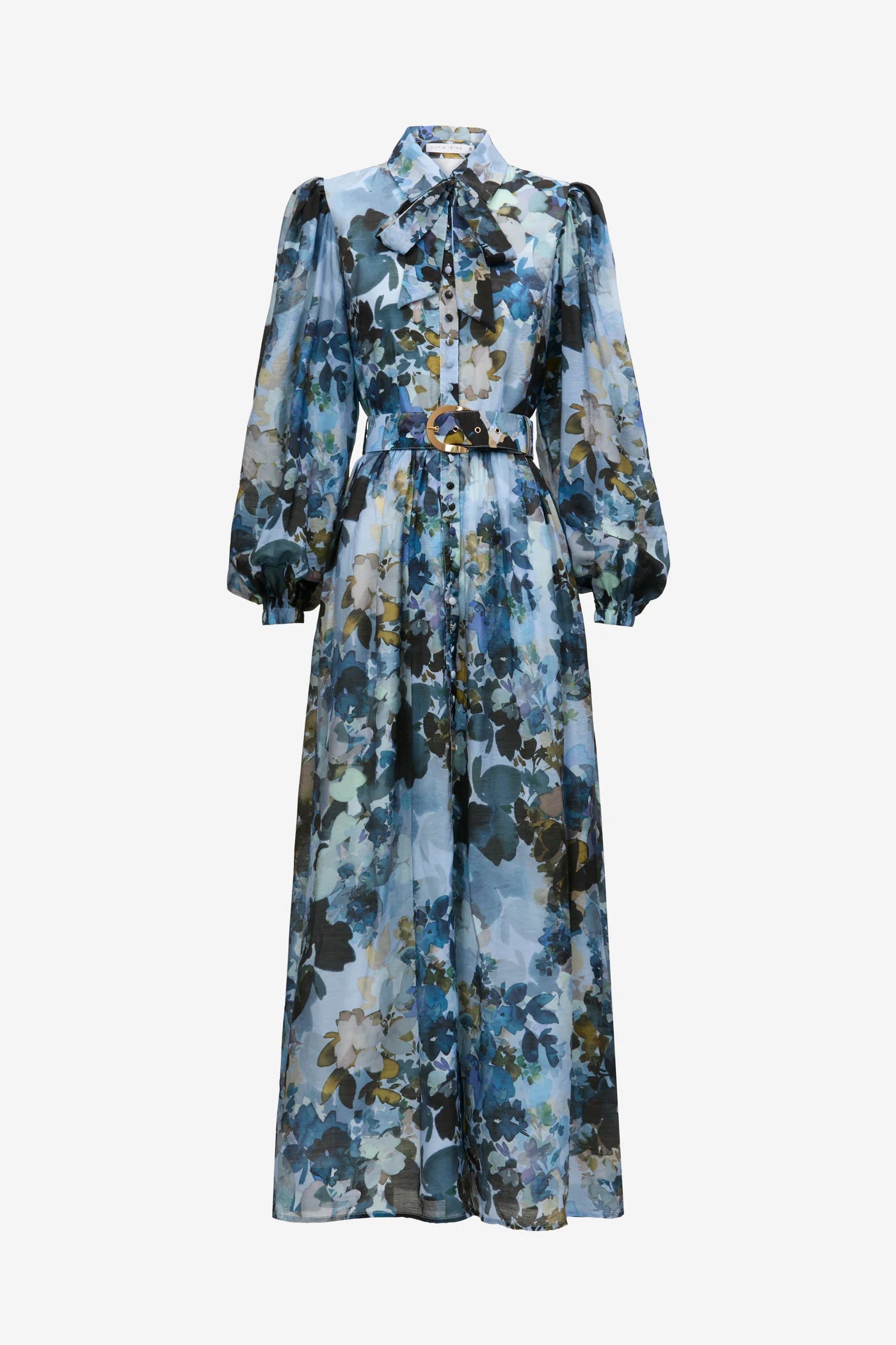 Discover Now Sofia Irina Maxi Shirt Dress - Blue Floral Print