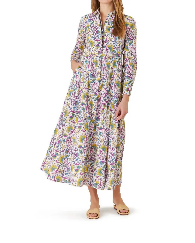 Chic Style, Always In Vogue Classic Shirt Dress In Fantasy Garden
