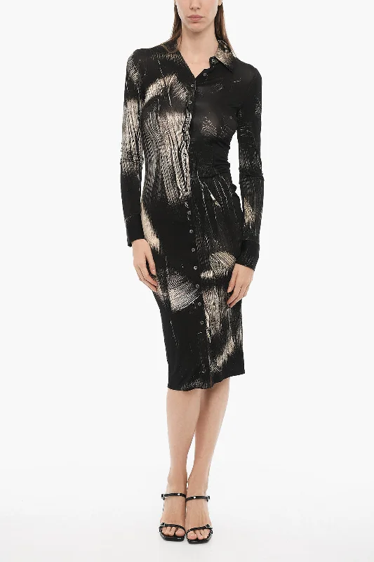 End Of Season Sale Clothing Louisa Ballou Long Sleeved Patterned Shirt Dress