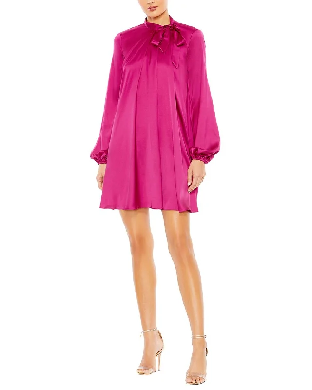 Limited Time Offer Mac Duggal Soft Tie High Neck Pull Sleeve Shirt Dress