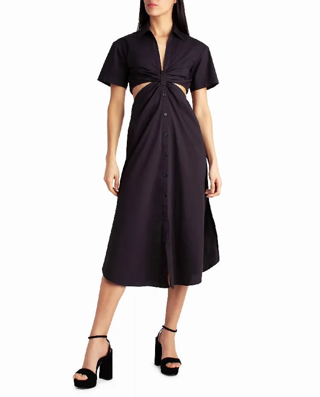 Early Bird Offer Caroline Poplin Midi Shirt Dress In Very Black
