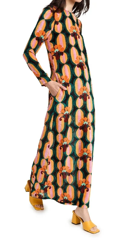 Latest Trends Long Sleeve Swing Dress In Multi