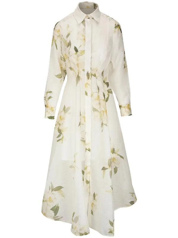 Fashion Frontiers Zimmermann Harmony Draped Shirt Dress Ivory Magnolia