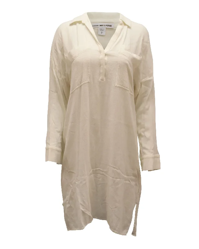 Online Boutiques Best James Perse Shirt Dress in Ivory Viscose