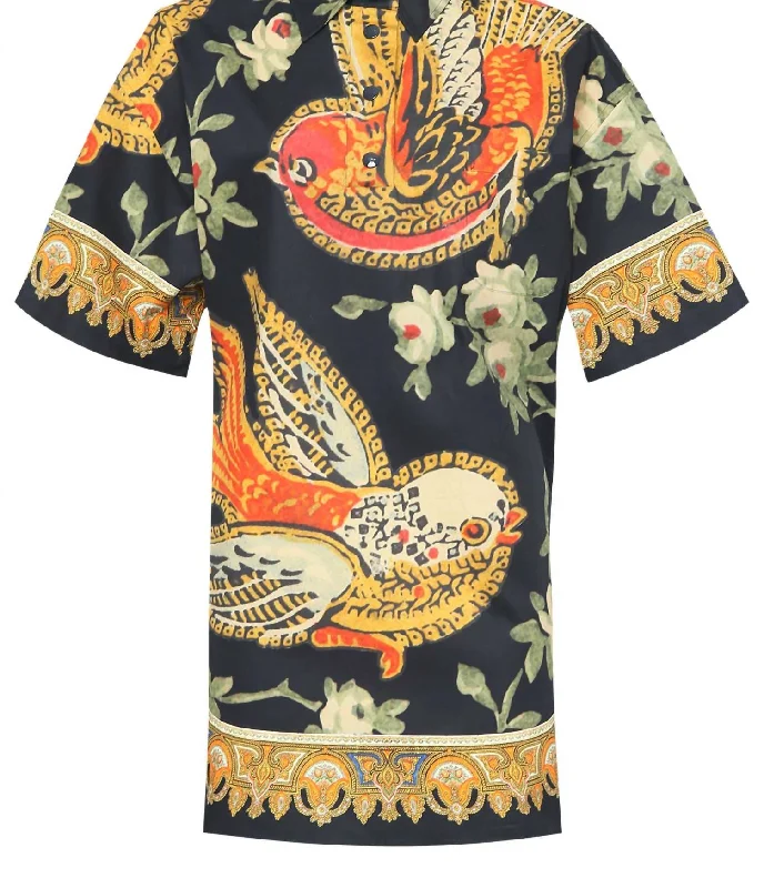 Trendy Threads Bird Shirt Dress In Multi