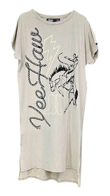 Trend Setting Wardrobe Women's Yeehaw Tee Shirt Dress In Taupe