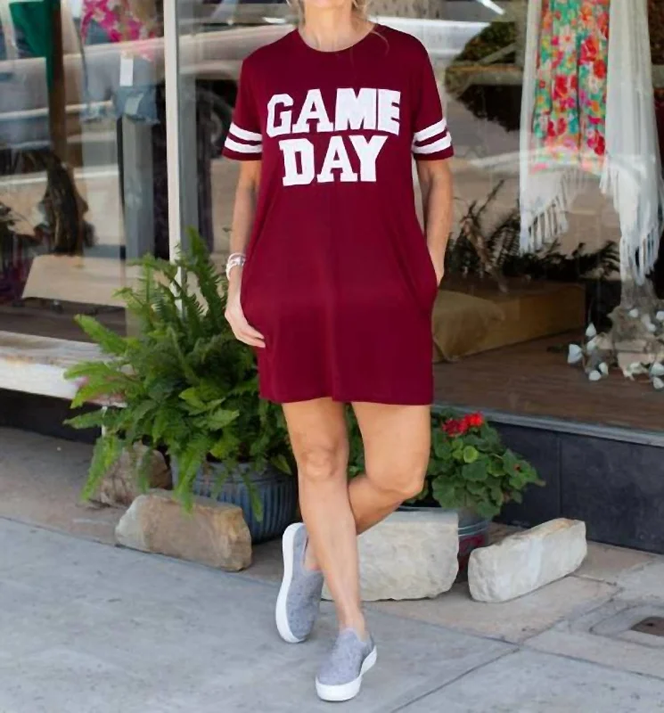Fast Fashion Favorites Game Day Sequin Tee Shirt Dress In Maroon