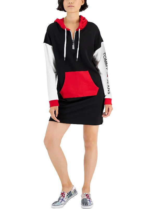 Women Wear Boutique Womens Hooded Mini Sweatshirt Dress