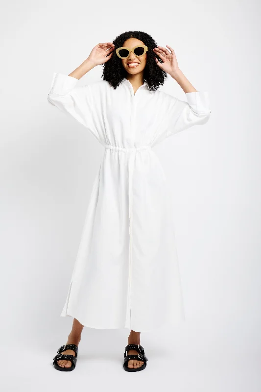 Hot Styles Linen Tunnel Shirt Dress in White