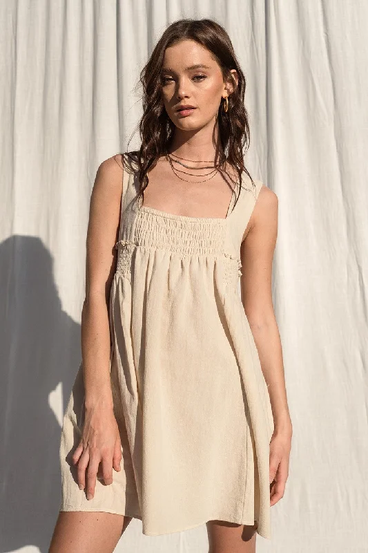 Chic And Comfortable Natural Linen Flowy Dress