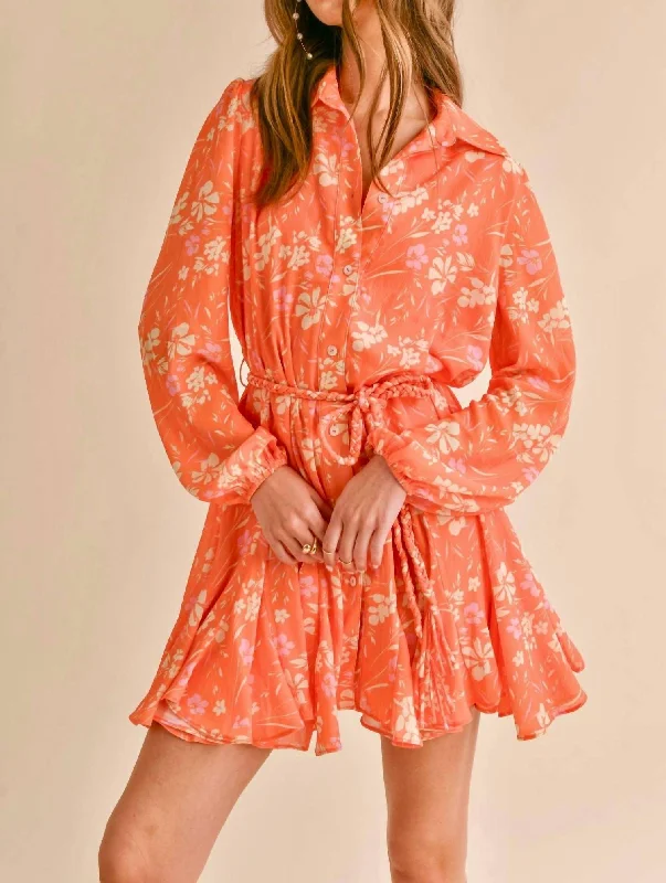 Holiday Attire Sale Aurora Shirt Dress In Orange Multi