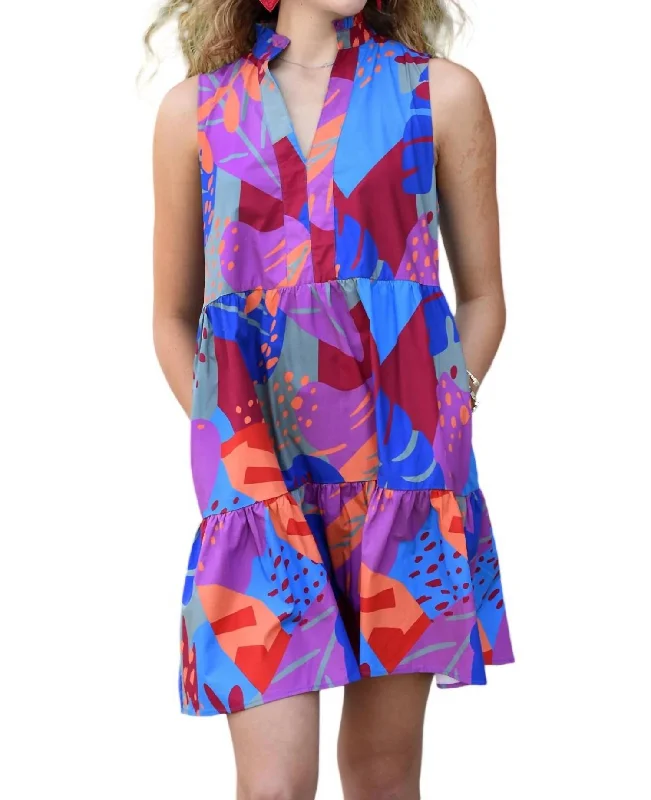 Casual Fashion Kate Sleeveless Print Dress In Multi-Colored