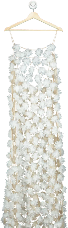 Huge Price Cut Selezza London Savannah Beige Floral Mesh Dress UK S