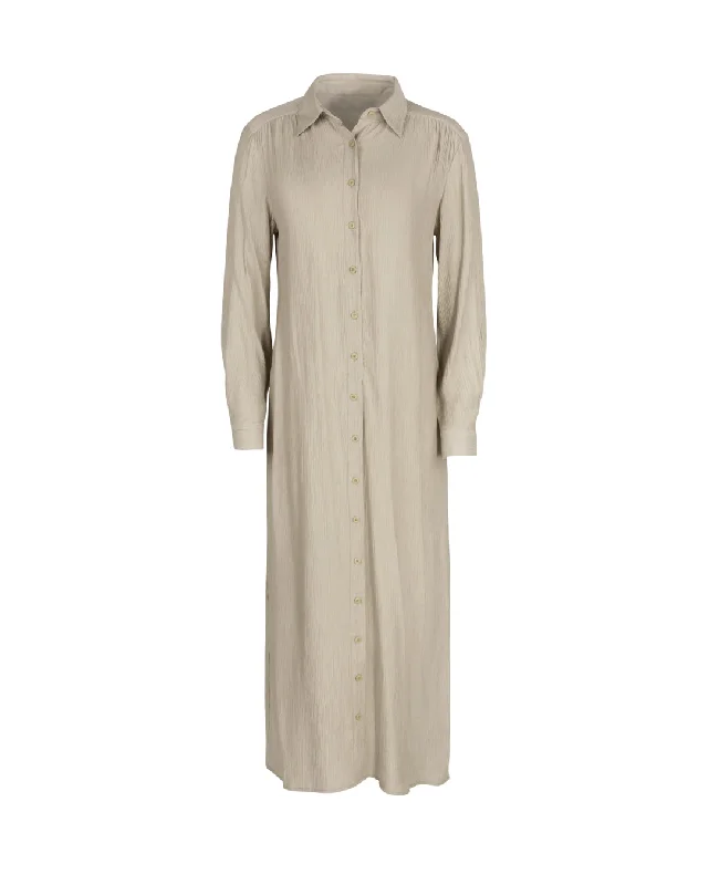Holiday Glam Crinkle Fabric Shirt Dress