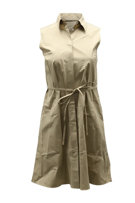Athleisure Wear Special Offer Theory Belted Shirt Dress in Beige Cotton