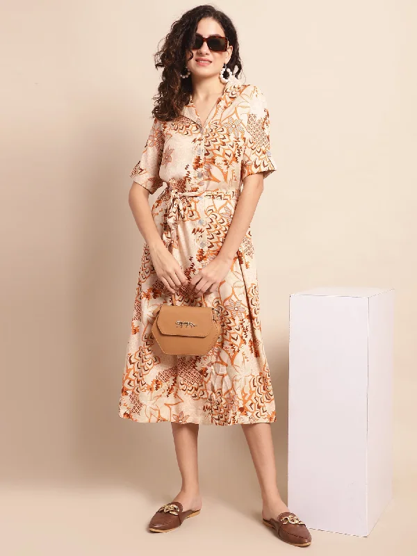 Day-To-Night Styles Women's Casual Shirt collar Multi Color Floral Print Shirt Dress