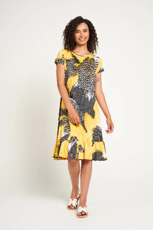 Daily Essentials Saloos Abstract Print Dress with Frilled Hem