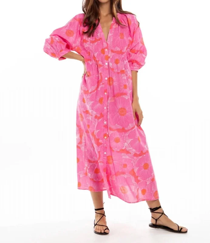 End of Season Sale Yvette Shirt Dress In Fuchsia