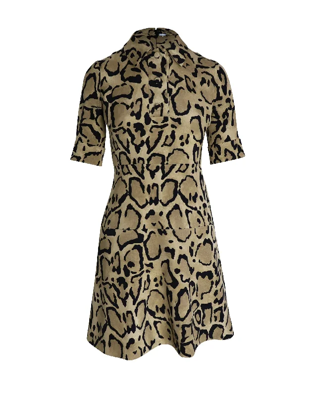 Special Offer For You Gucci Shirt Dress in Brown Leopard Print Silk