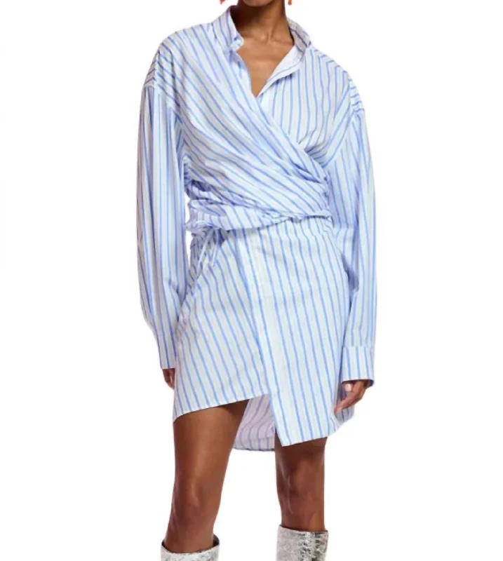 Valentine's Special Fetty Poplin Shirt Dress In White,blue
