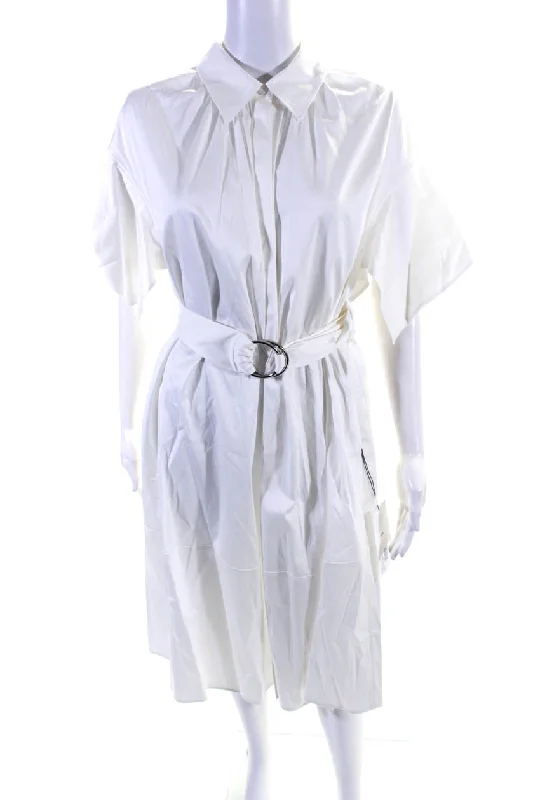 Laid-Back Elegance Adeam Womens Belted Shirt Dress White