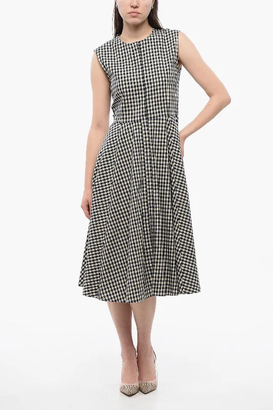 Exclusive Designer Collection Woolrich Checkered Sleeveless Shirt Dress