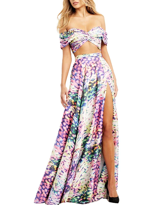 New Arrival Discount Womens Printed Long Two Piece Dress