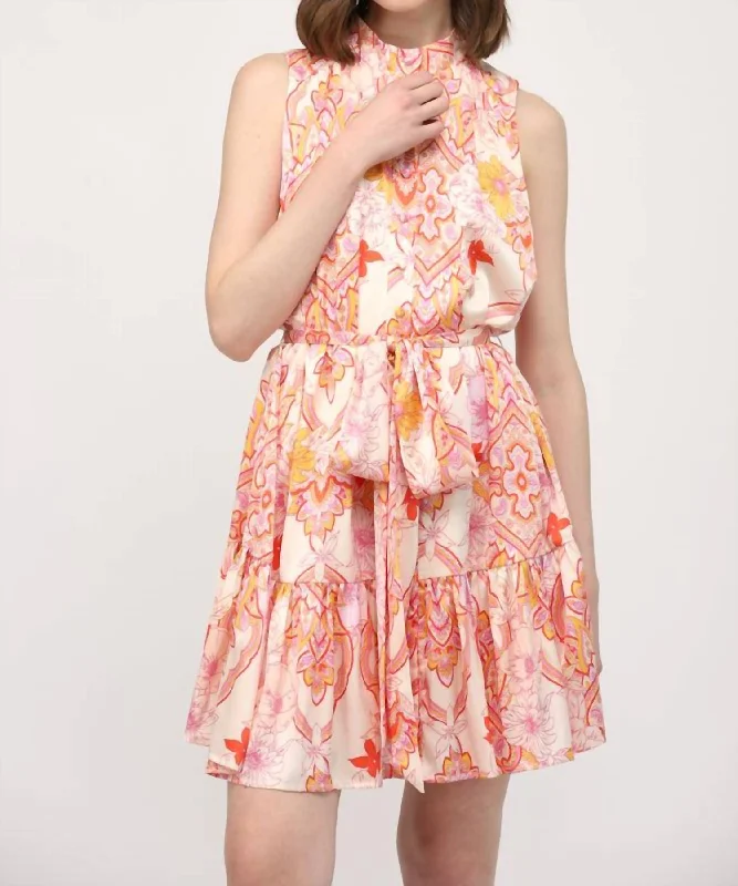 Summer Sale Sleeveless Print Dress In Multi