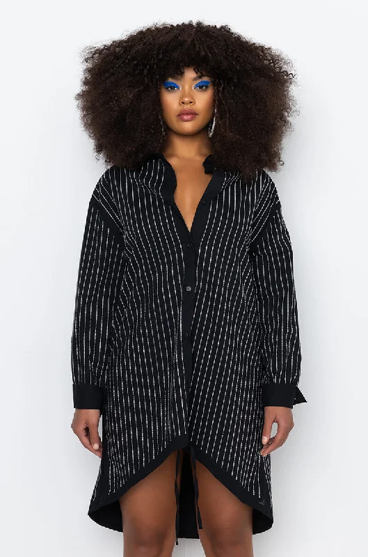 Seasonal Fashion TILL THE SONG ENDS STONE PRINT SHIRT DRESS BLACK