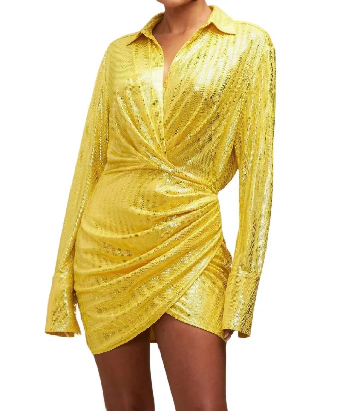 Hot Styles Discoteca Shirt Dress In Yellow