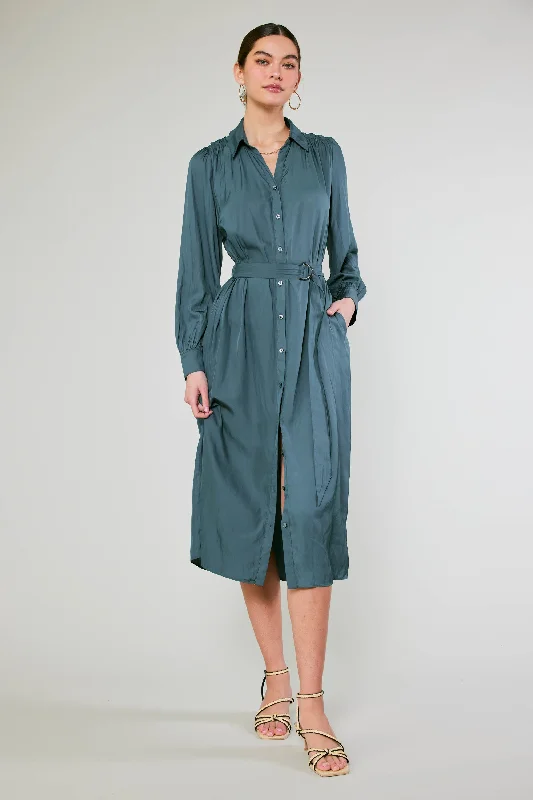 Flash Sale Starts Belted Buttondown Shirt Dress