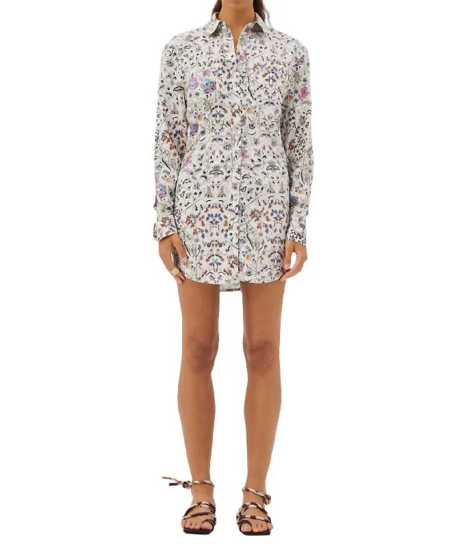Eco Friendly Fashion Sale Valongo Rubi Shirt Dress In White Floral