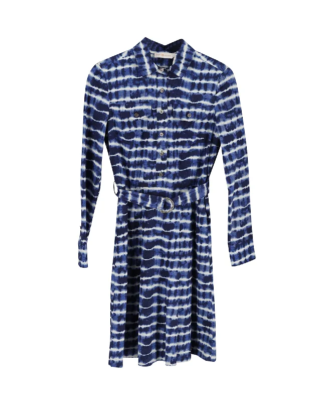 Clothes For Woman Tory Burch Tie Dye Shirt Dress in Blue Cotton