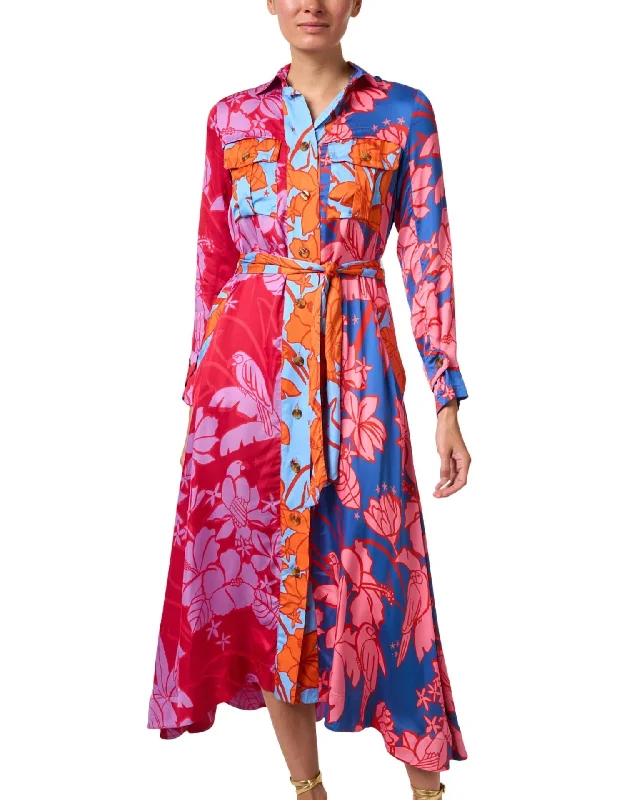 Hot Styles Tie-Waist Shirt Dress In Multi Floral Print