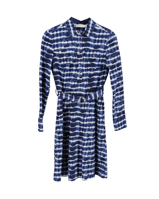 Limited Edition Tory Burch Tie Dye Shirt Dress in Blue Cotton