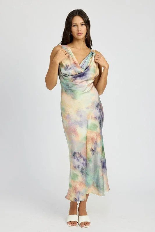 Shop Sale Items Cowl Neck Print Dress