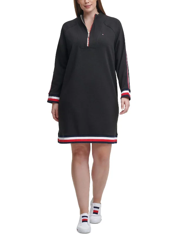 The Latest Trends Plus Womens Fleece Funnel Neck Sweatshirt Dress