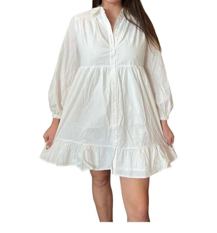Wardrobe Upgrade Poplin Mini Shirt Dress In White