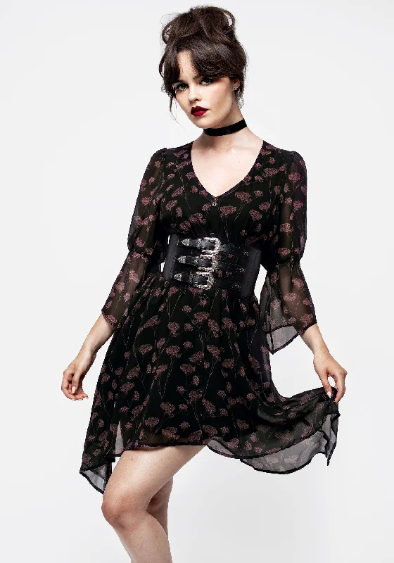 Discount Price Judas V-Neck Flute Sleeve Mini Shirt Dress