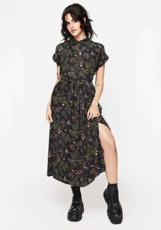 Weekend Exclusive Wither Fern Print Midi Shirt Dress