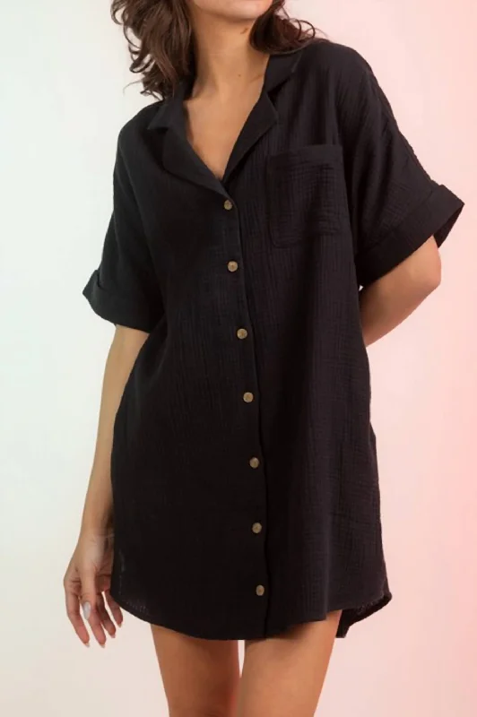 Hot Picks What A Feeling Shirt Dress In Black