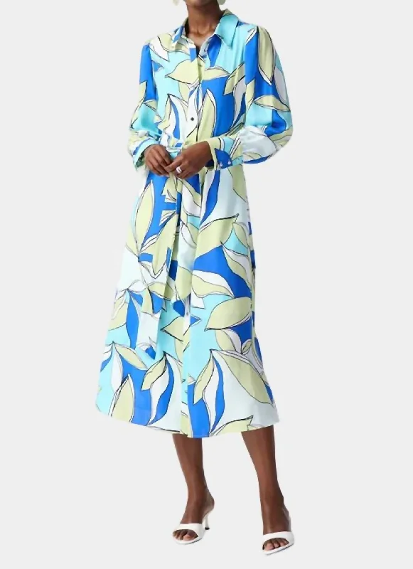 Trendy Online Boutiques Satin Floral Print Shirt Dress In Vanilla Multi