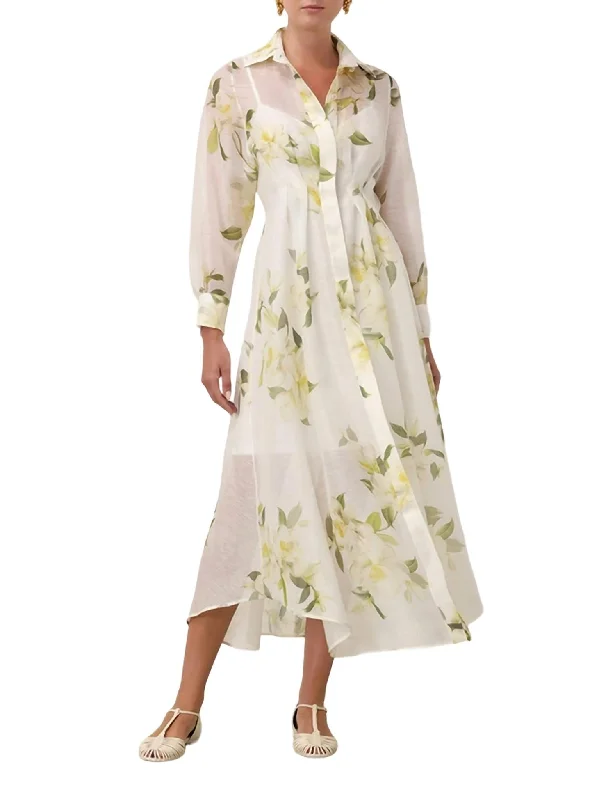The Latest Trends Harmony Draped Shirt Dress In Ivory Magnolia