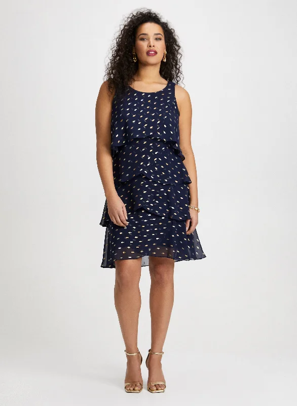 Women's Clothing Tiered Polka Dot Print Dress