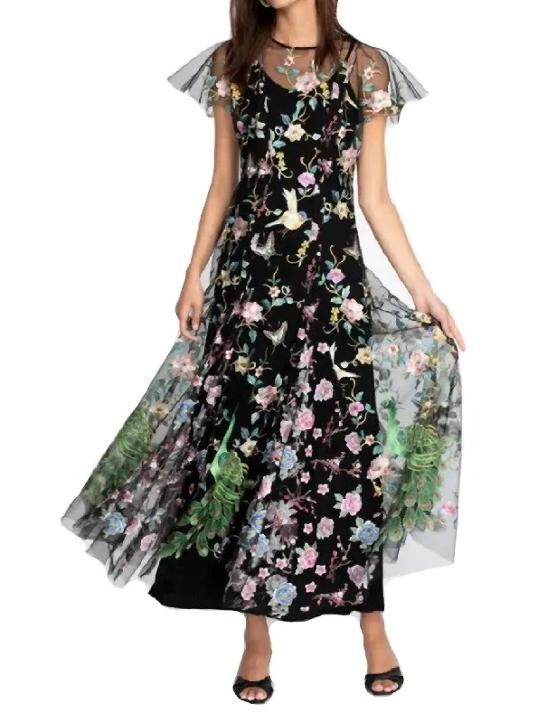 Daily Essentials Peacock Mesh Dress in Multi