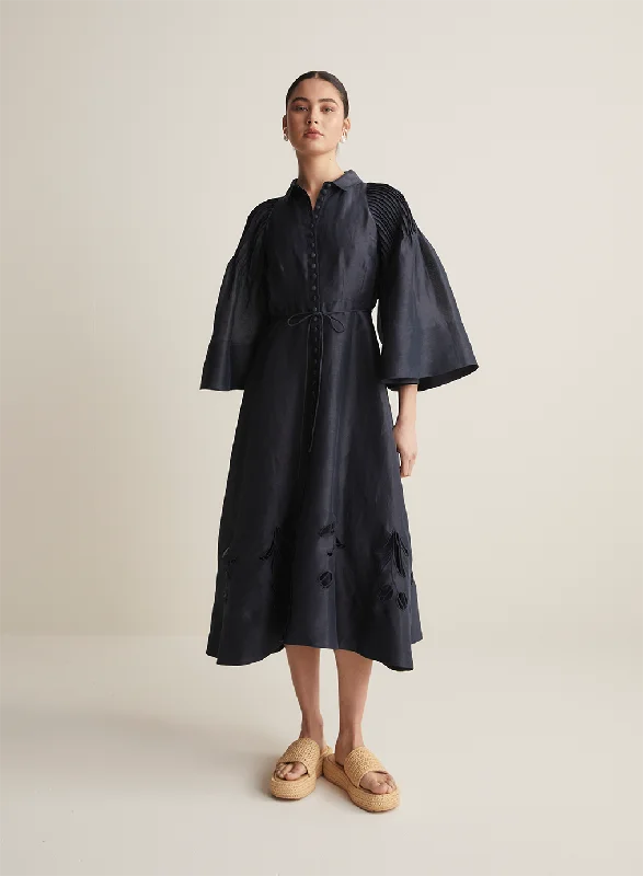 Athleisure Wear Promotion Celine Silk Linen Midi Shirt Dress