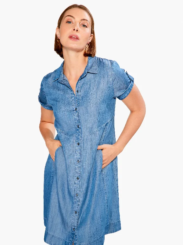 You'll Love Us Because Drapey Denim Shirt Dress