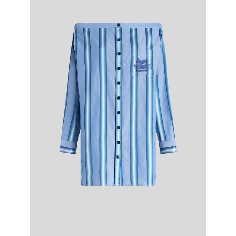Limited Edition Striped Cotton And Silk Shirt Dress